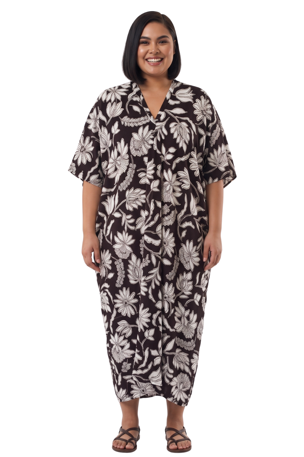 Coffee Brown Printed Kaftan