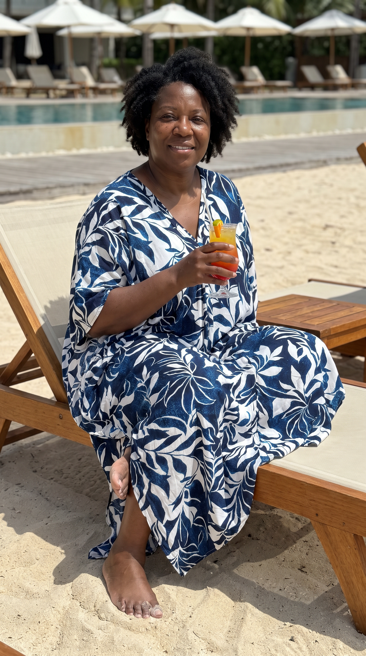 Navy Printed Kaftan