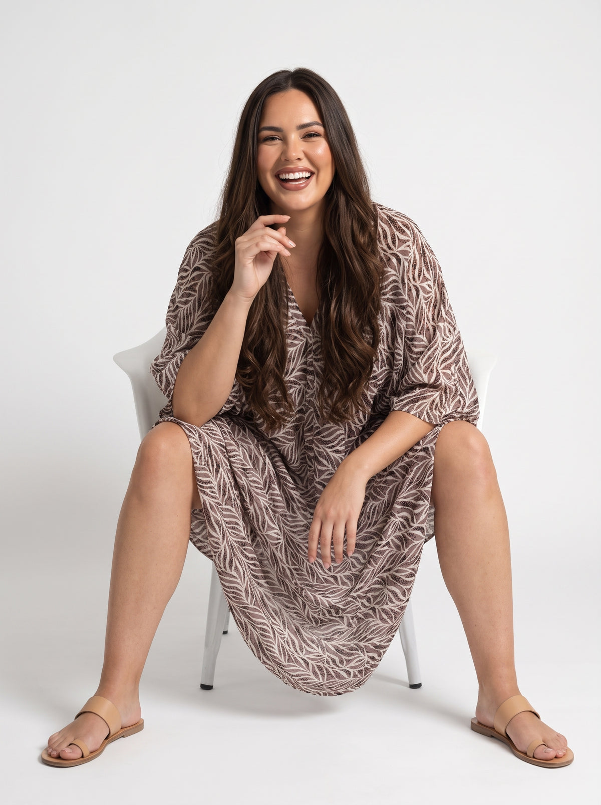 Brown Printed Kaftan
