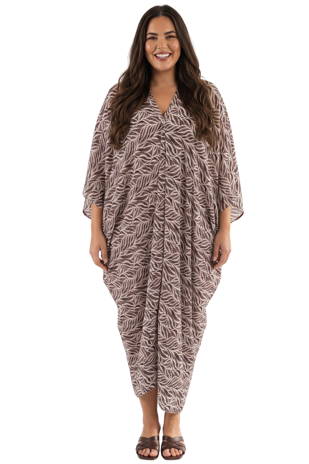 Brown Printed Kaftan