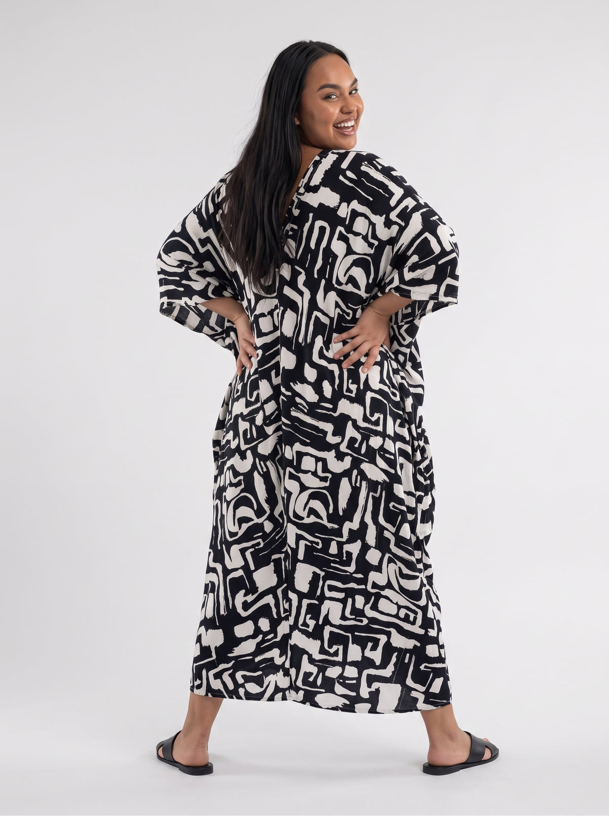 Black & White Printed Kaftan