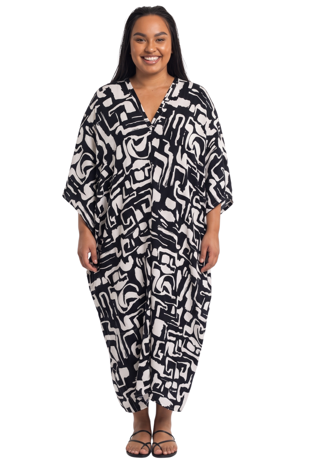 Black & White Printed Kaftan