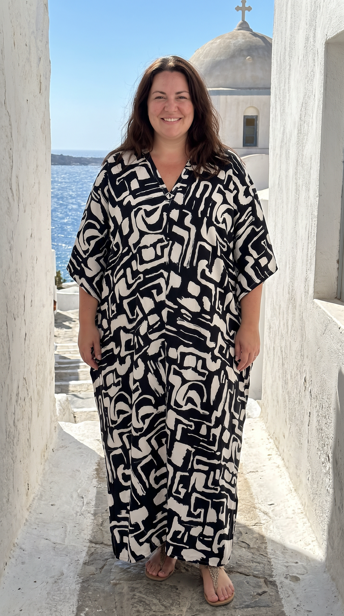 Black & White Printed Kaftan
