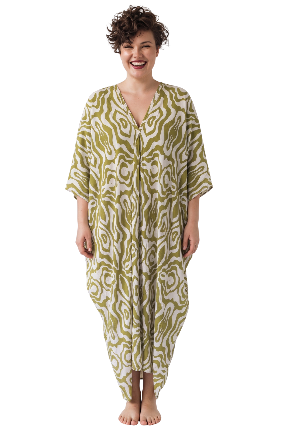 Lime Green Printed Kaftan