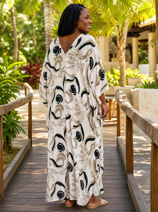 Black & Tan Printed Kaftan