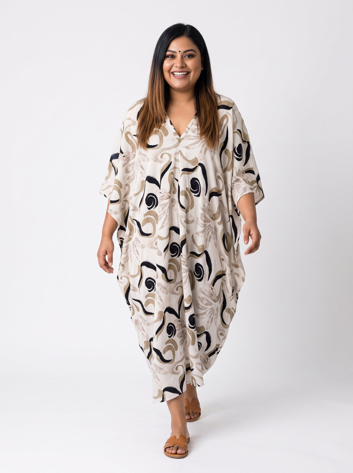 Black & Tan Printed Kaftan