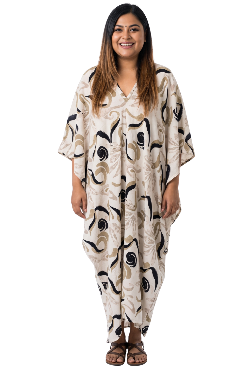 Black & Tan Printed Kaftan