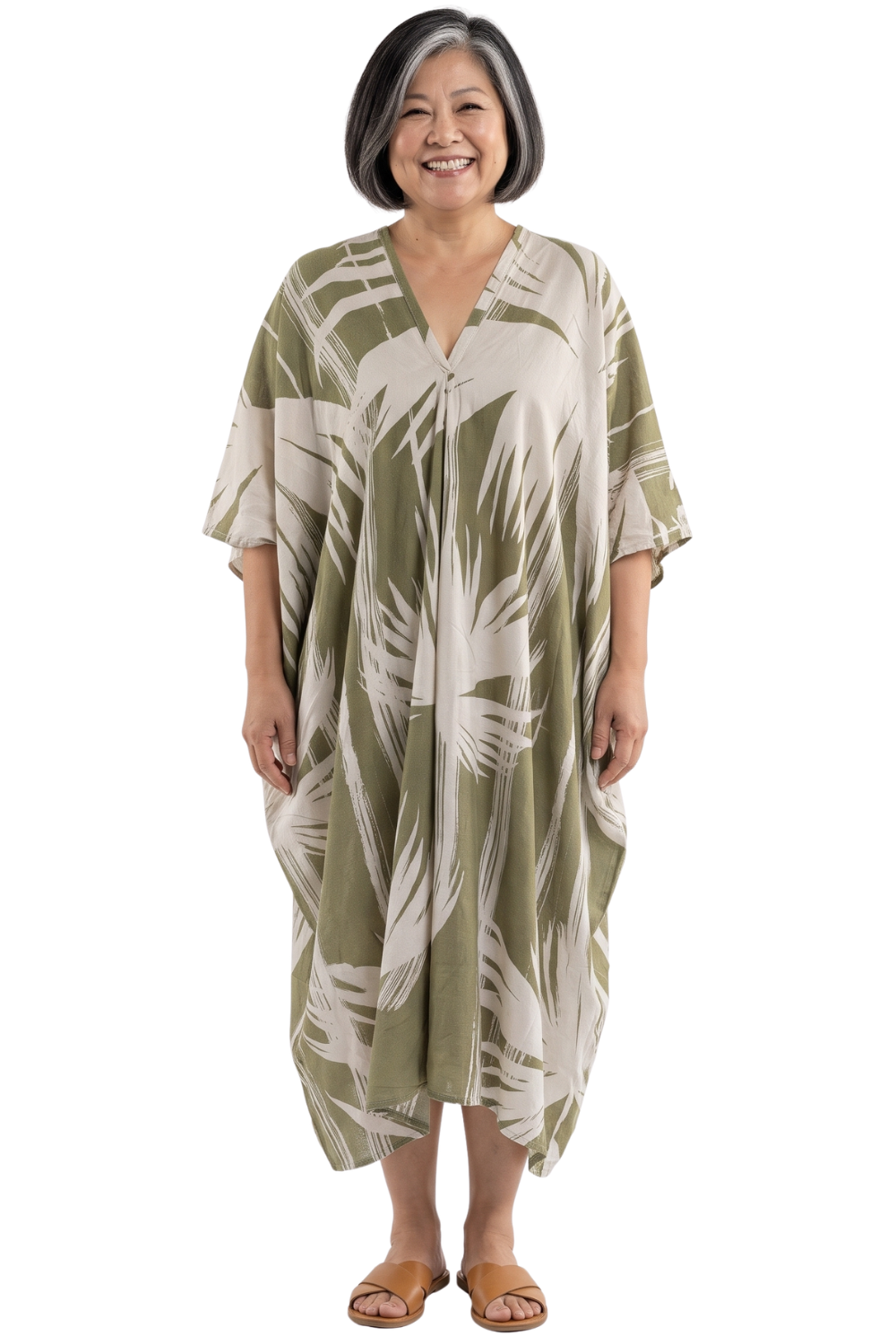 Olive Green Printed Kaftan