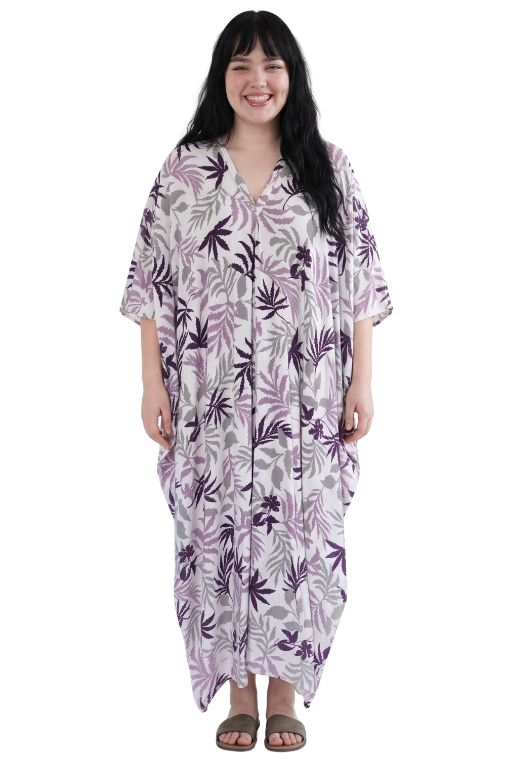 Pink, Grey & White Printed Kaftan