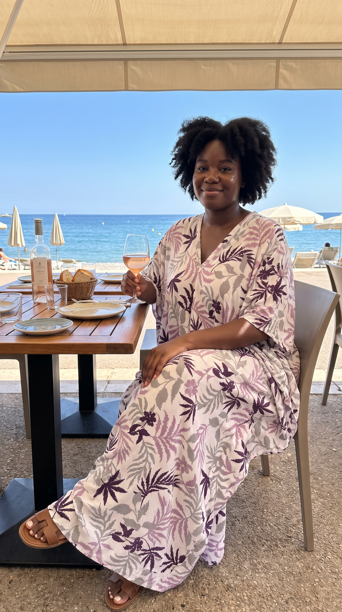 Pink, Grey & White Printed Kaftan