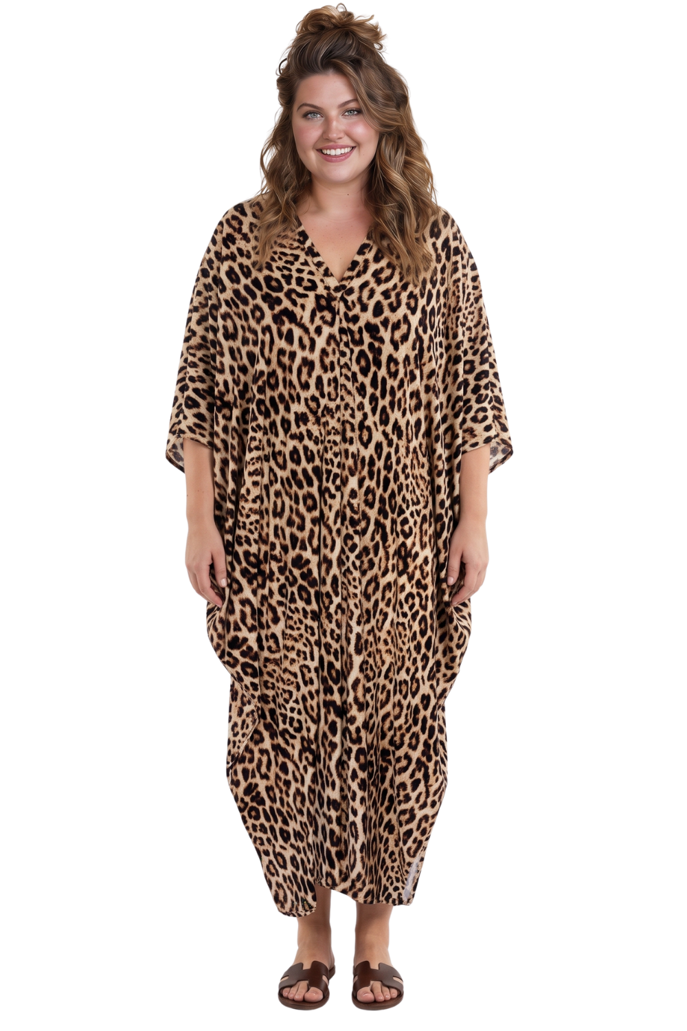 Brown Printed Kaftan