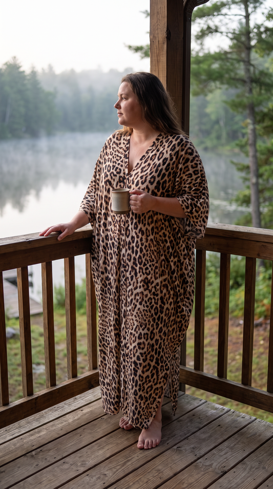 Brown Printed Kaftan