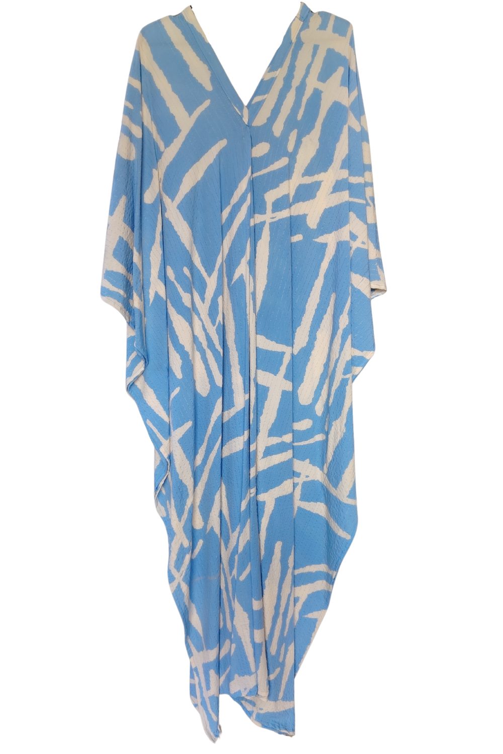 Baby Blue with Gold Thread in the Weave Printed Kaftan