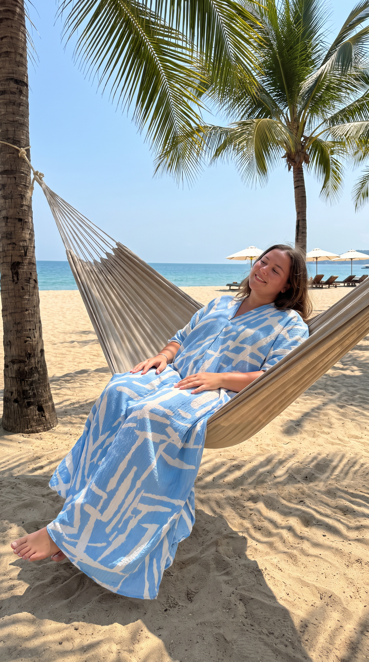 Baby Blue with Gold Thread in the Weave Printed Kaftan
