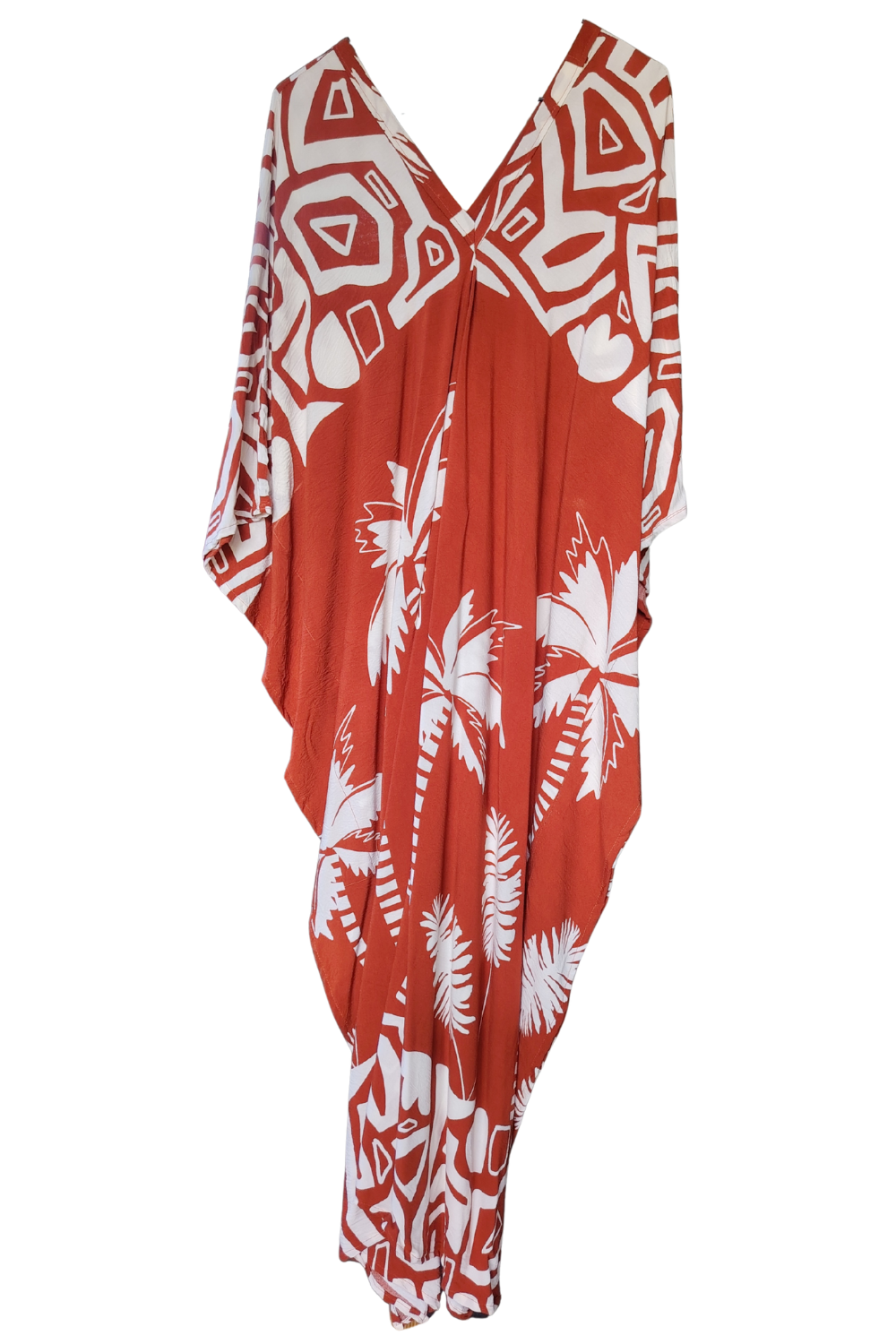 Flame Red Printed Kaftan