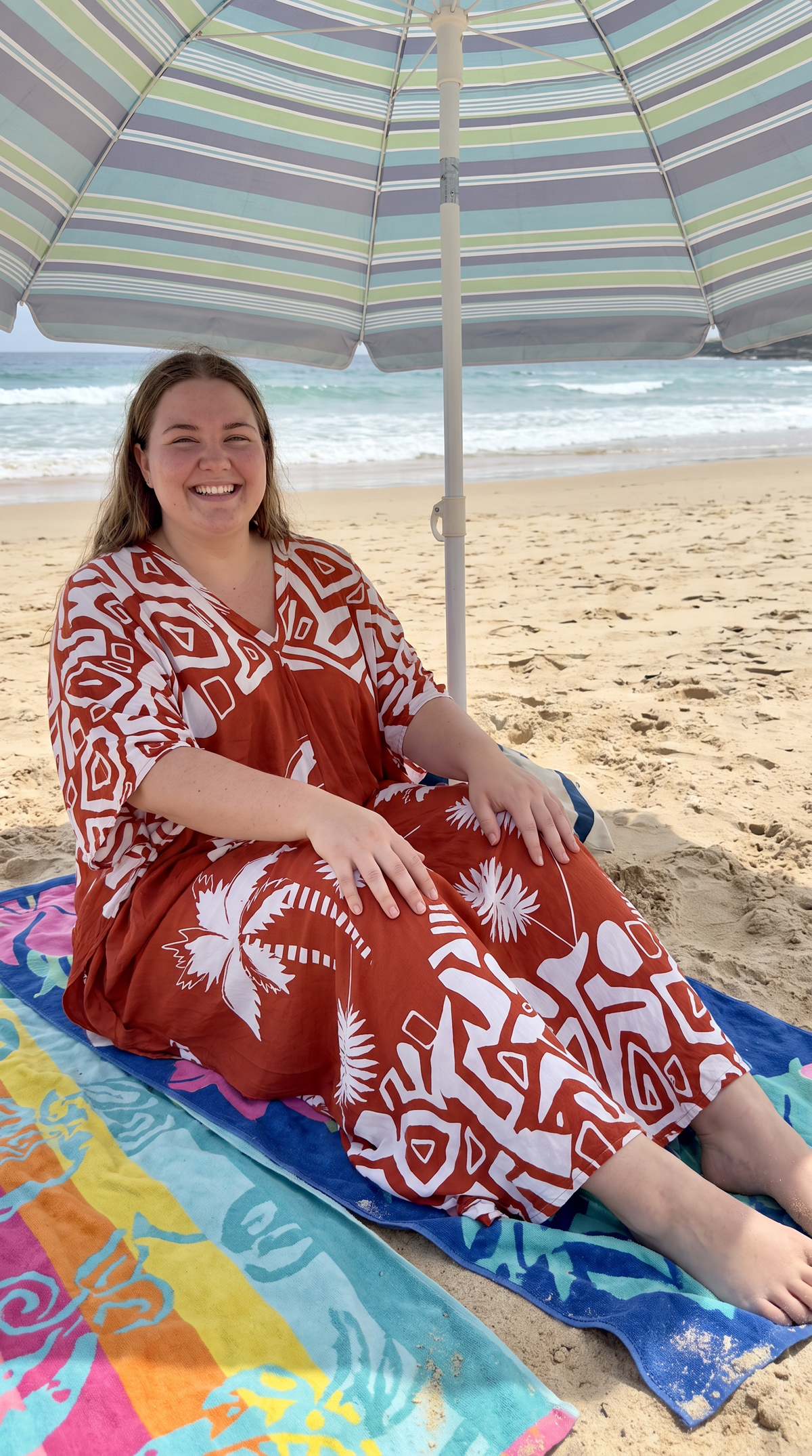 Flame Red Printed Kaftan