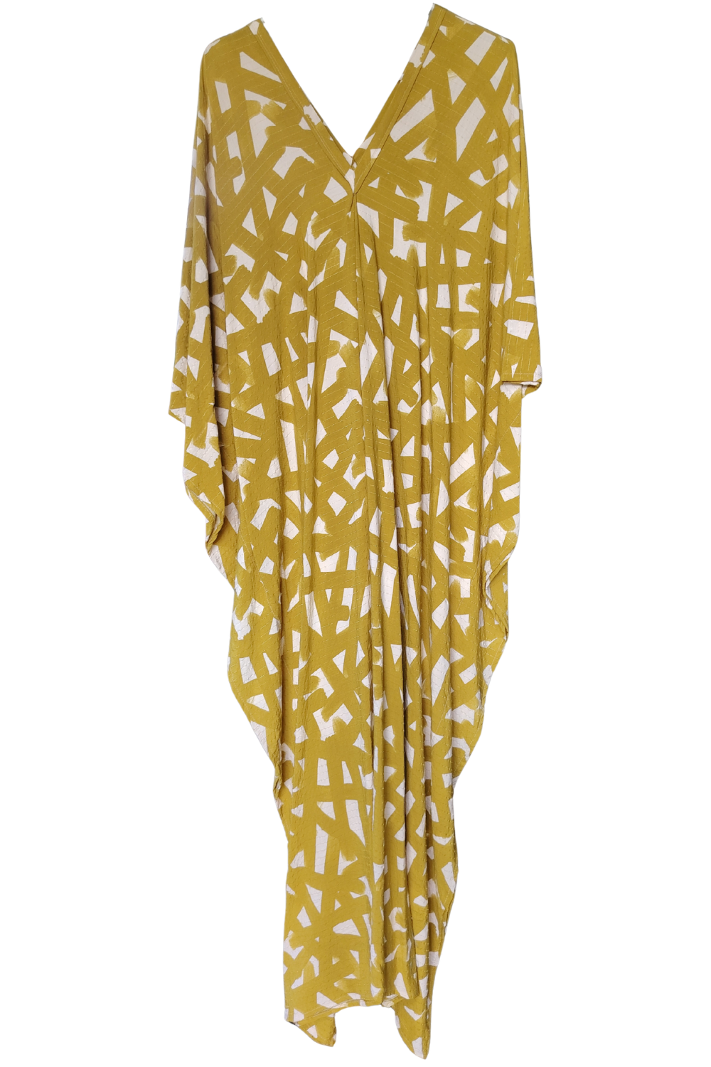 Mustard with Gold Thread in the Weave Printed Kaftan