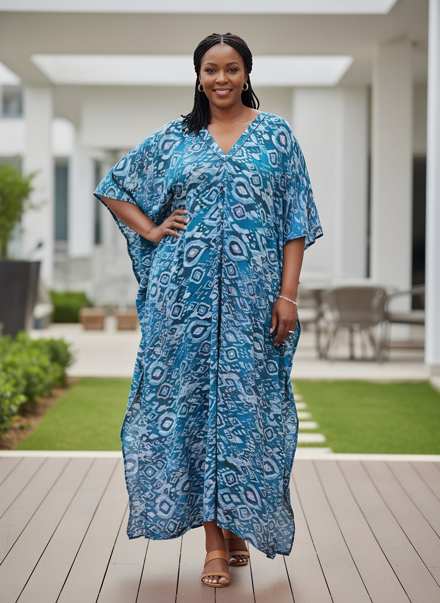 Blue Printed Kaftan