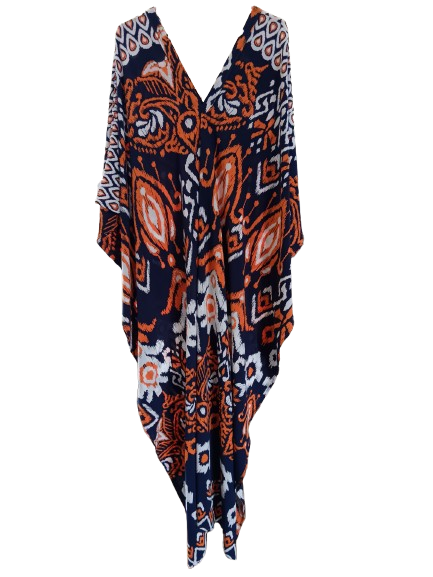 Orange and Navy Printed Kaftan