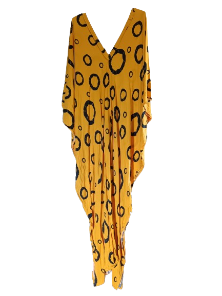 Black & Mustard Printed Kaftan