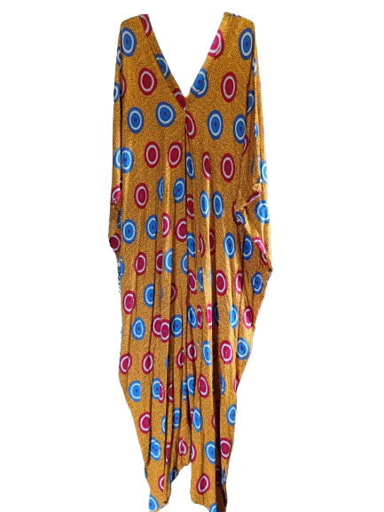 Blue, Red and Mustard Printed Kaftan