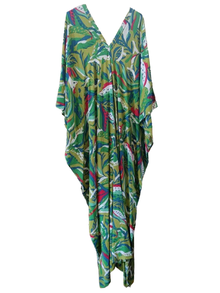 Green Printed Kaftan