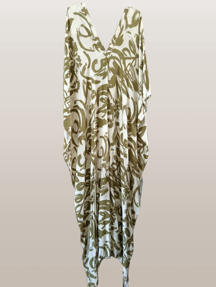 Olive Green Printed Kaftan
