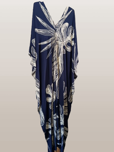 Dark Navy Printed Kaftan