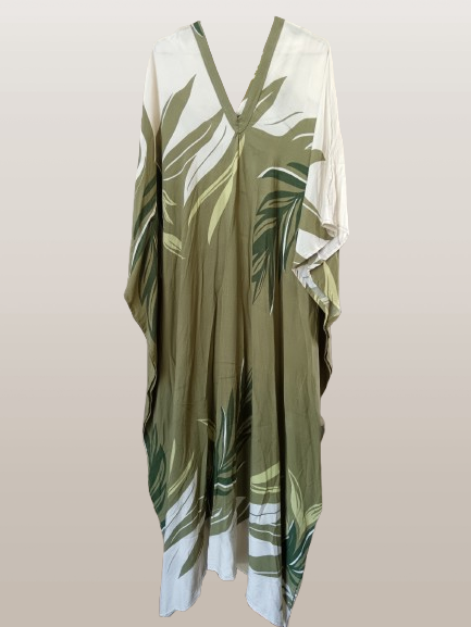 Olive Green Printed Kaftan