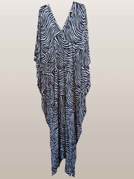 Grey and Black Printed Kaftan