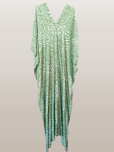 Lime Green Printed Kaftan