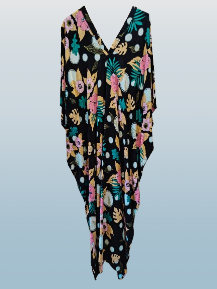 Floral & Black Printed Kaftan