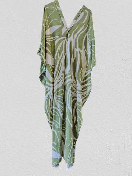 Pale Green Printed Kaftan