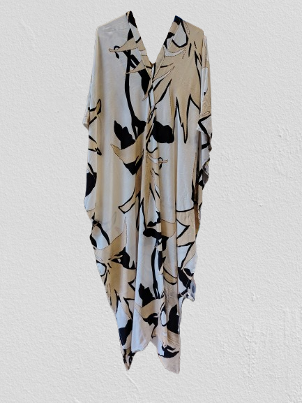 Black and Tan Printed Kaftan