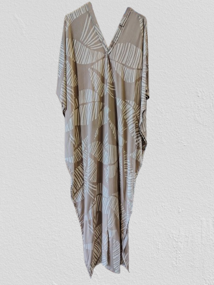 White and Tan Printed Kaftan