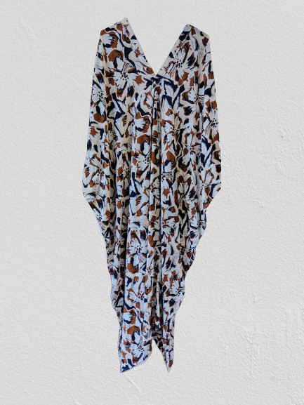 Bronze and Blue Printed Kaftan