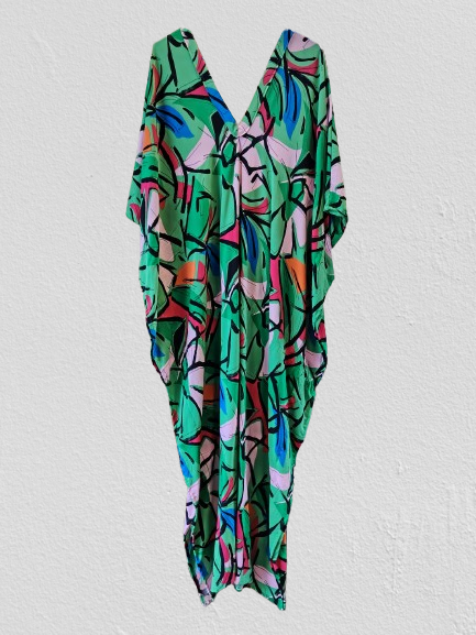 Green Printed Kaftan
