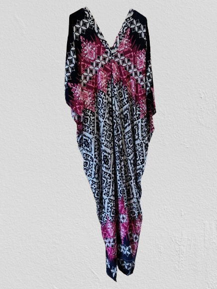Pink and Black Printed Kaftan