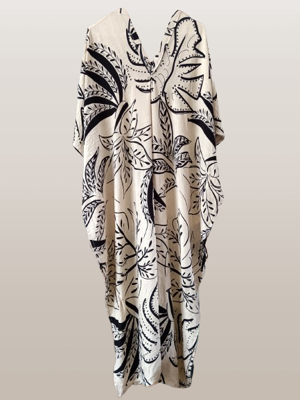 Black and Cream Printed Kaftan