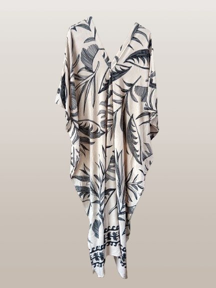 Black and Cream Printed Kaftan