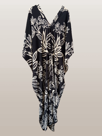 White and Black Printed Kaftan