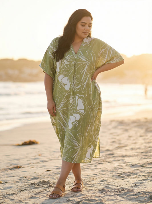 Kelly Green Printed Kaftan