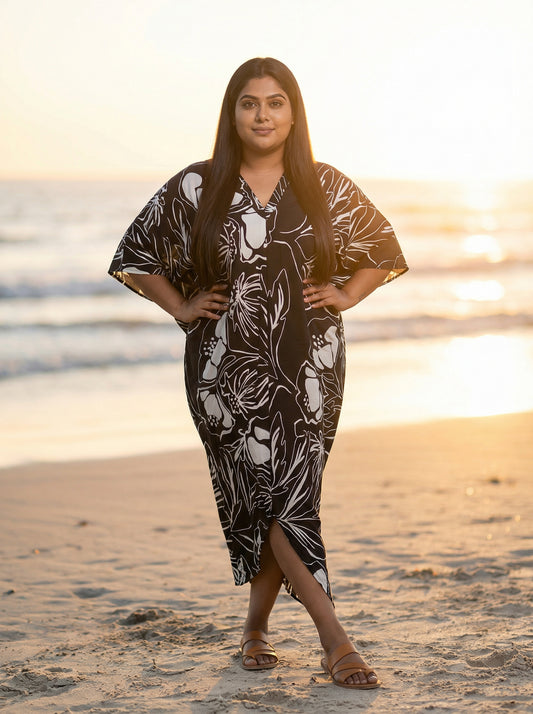 Black Printed Kaftan