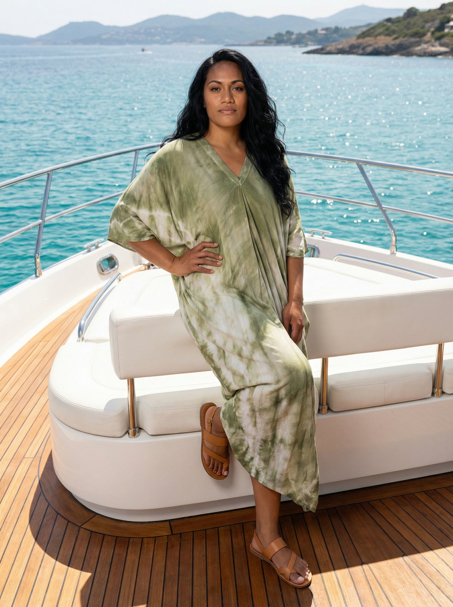 Safari Green Tie Dye Kaftan