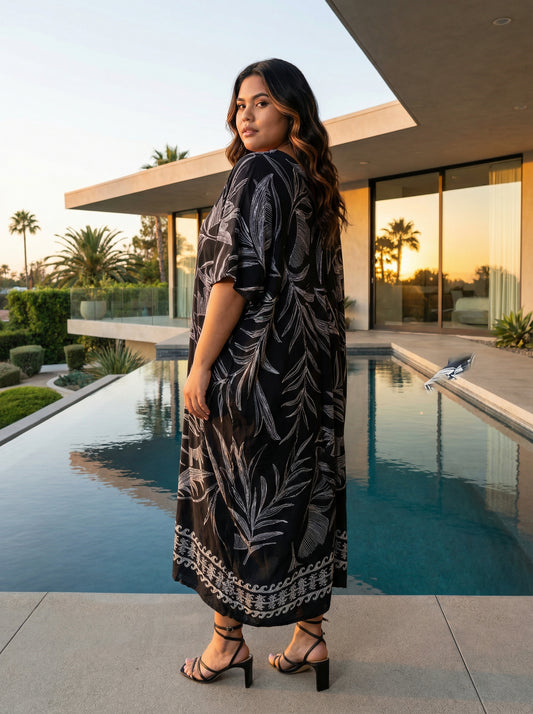Black Printed Kaftan