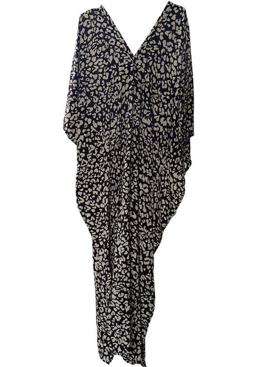 Beige and Black Printed Kaftan