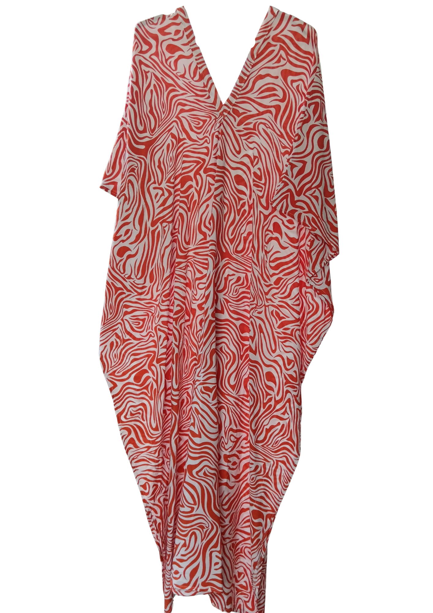 Orange and White Printed Kaftan