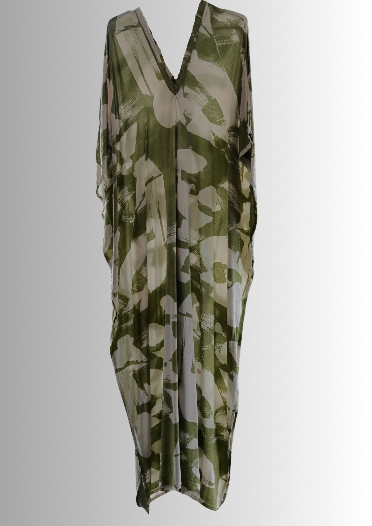Kelly Green and Cream Printed Kaftan
