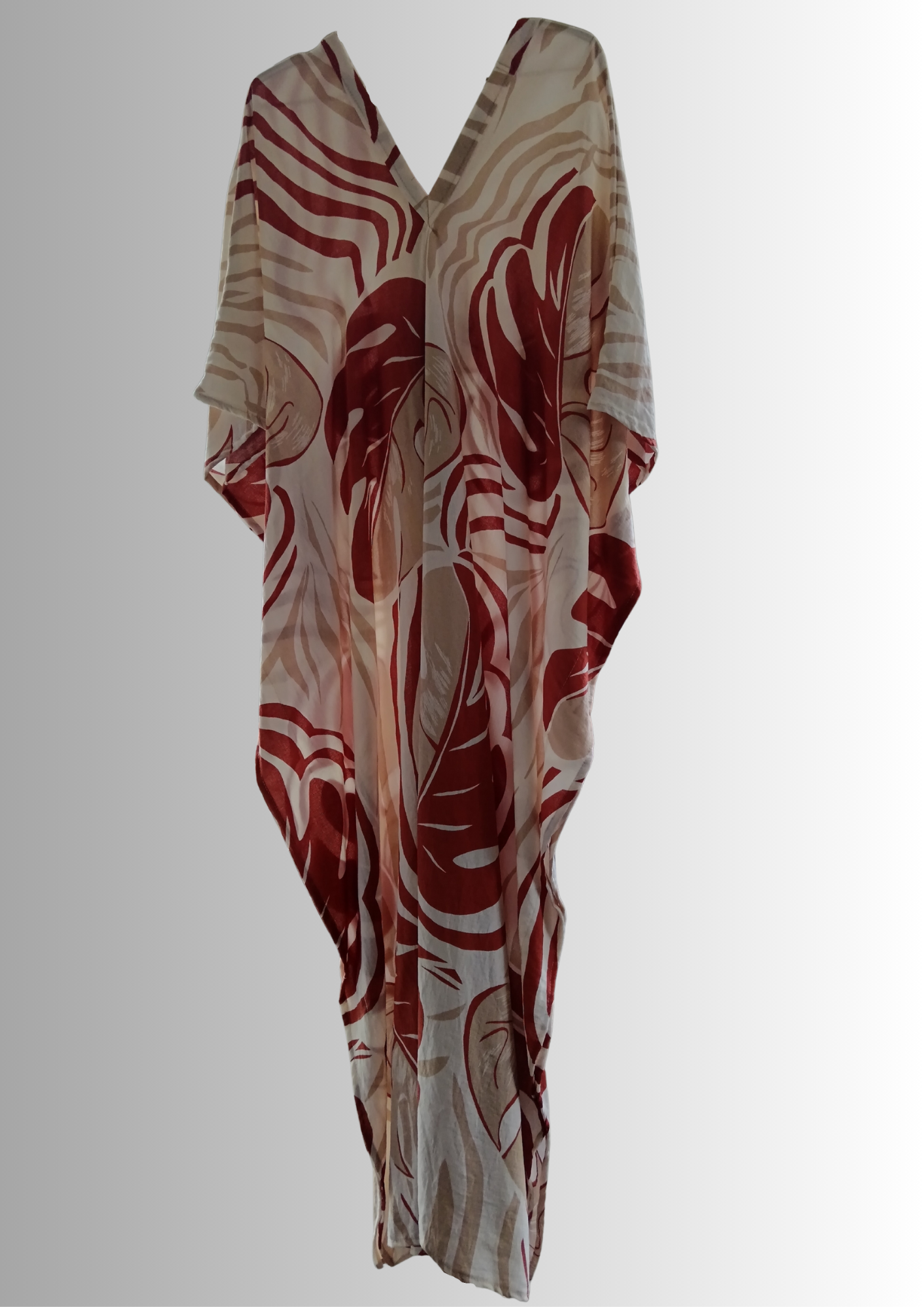 Burned Orange and Cream Printed Kaftan
