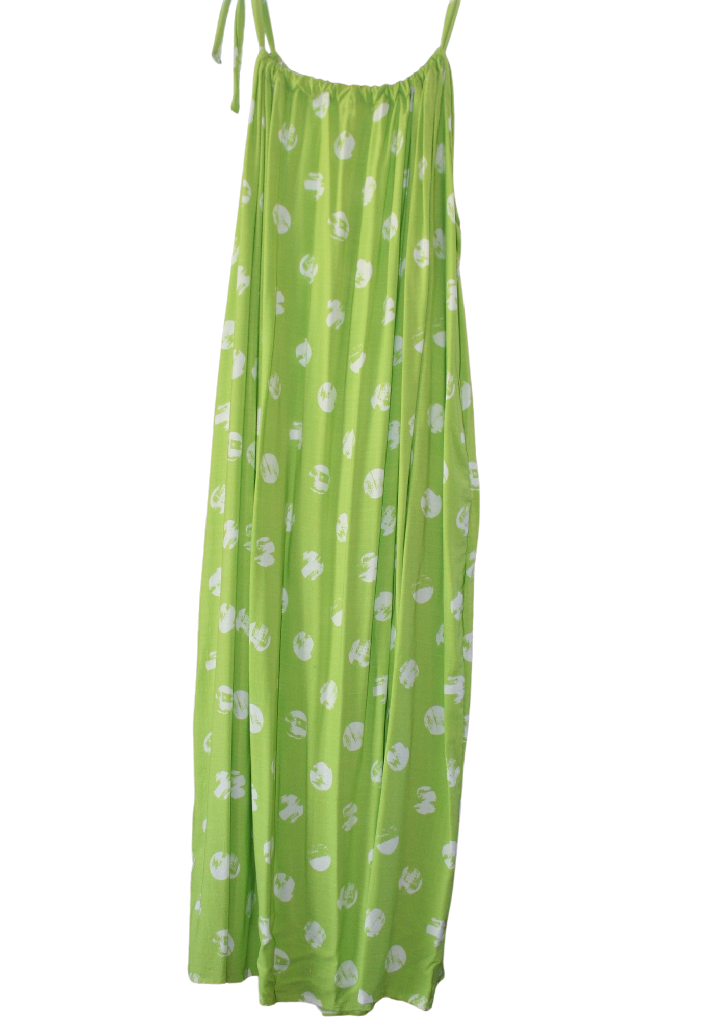 White and Lime Green Maxi Summer Dress